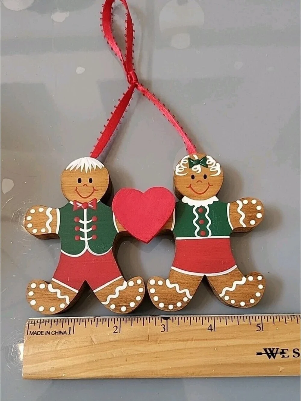 Vtg Christmas Ornament Decoration Gingerbread Couple1990 Signed Maryann Sanders